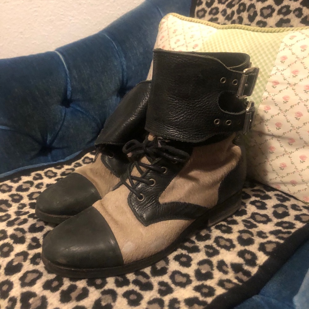 All Saints Leather Buckle Boots